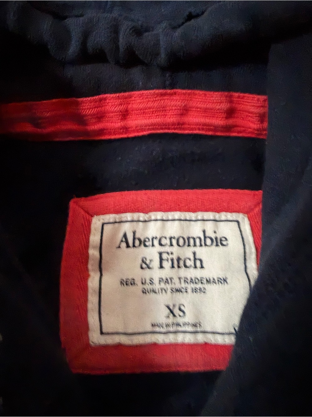 Abercrombie & Fitch Navy Hooded Pullover Sweatshirt XS like new - Picture 4 of 4